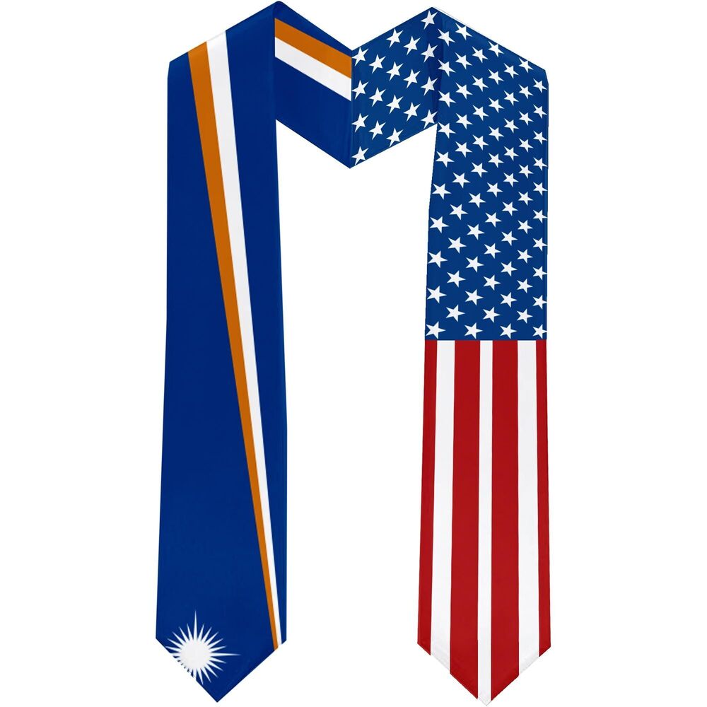 5170 2025 The Marshall Islands Flag and USA Flag Graduation Stole